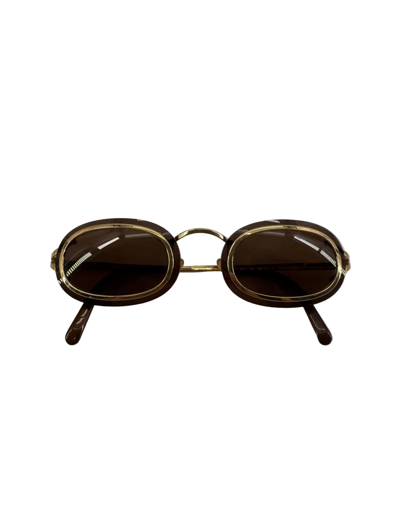 Christian Dior Vintage Brown/Gold Round Sunglasses