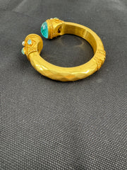 Julie Vos Amazonite Pearl Greek Key Hinged Cuff Bracelet