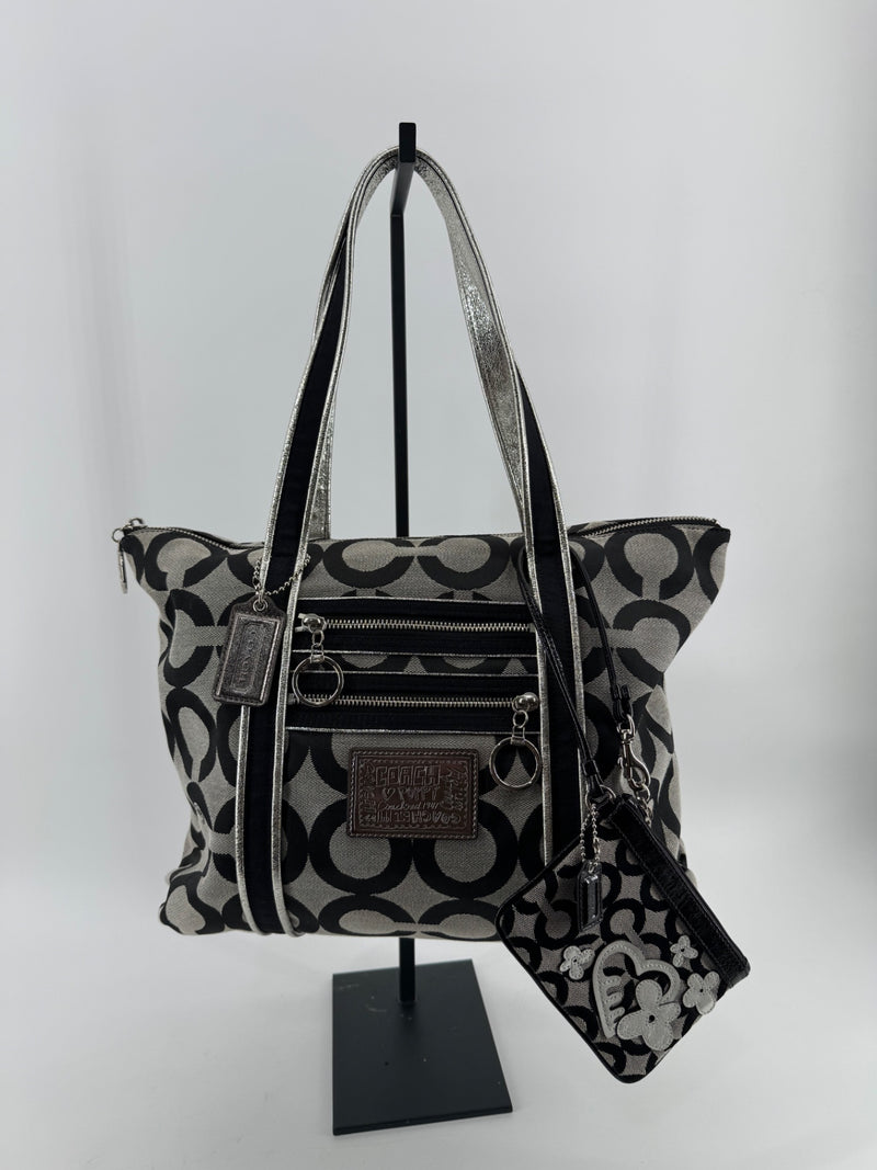 Coach Poppy Signature Glam Tote with Wristlet