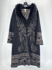 Chico's Faux Fur Collar Lurex Cardigan - Removable Collar Size 2