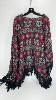  Double D Ranch Aztec Fringe Western Poncho One Size 