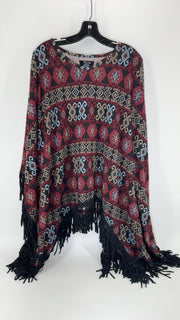  Double D Ranch Aztec Fringe Western Poncho One Size 