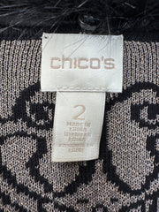 Chico's Faux Fur Collar Lurex Cardigan - Removable Collar Size 2