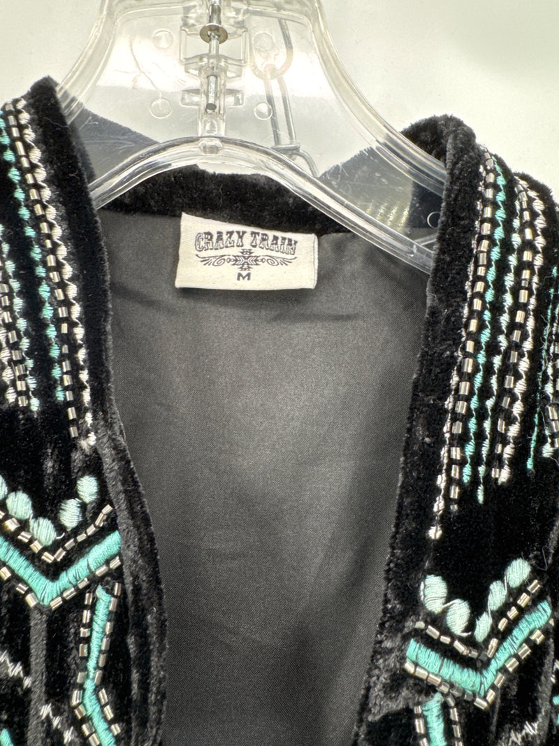 Crazy Train "The Strait" Velvet Embroidered/Sequin Duster Size Medium 