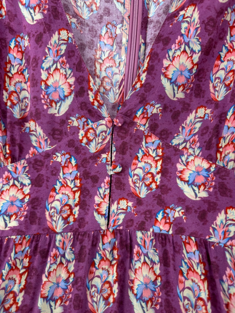 Natural Life Purple Feather Print Dress Size LG