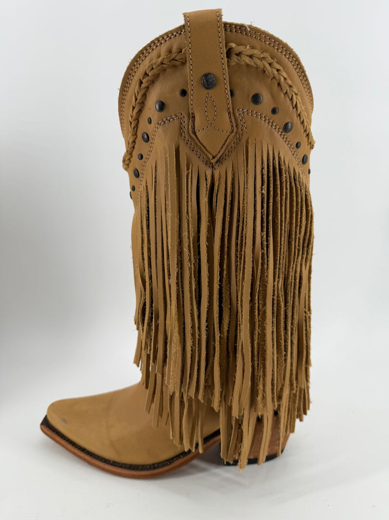 Liberty Black Leather Fringe Womens Boots - Tan Size 7 NEW