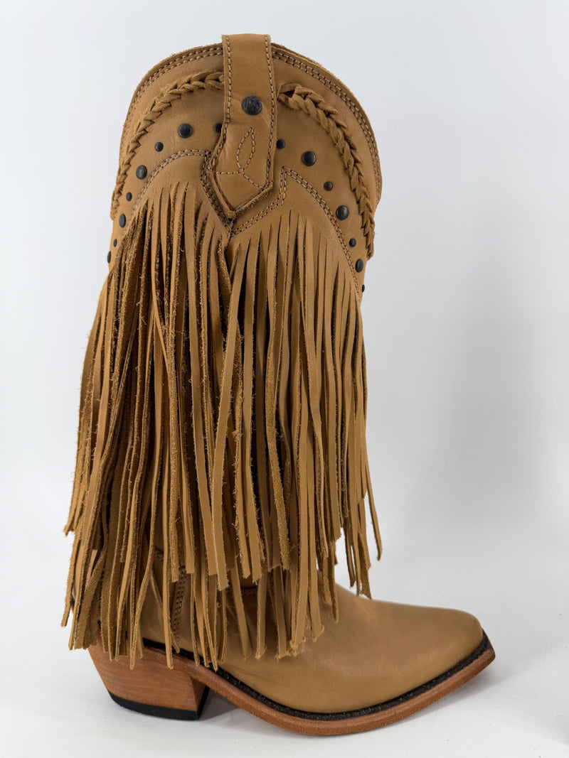 Liberty Black Leather Fringe Womens Boots - Tan Size 7 NEW