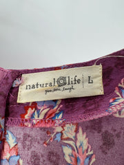Natural Life Purple Feather Print Dress Size LG