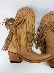 Liberty Black Leather Fringe Womens Boots - Tan Size 7 NEW