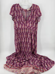 Natural Life Purple Feather Print Dress Size LG