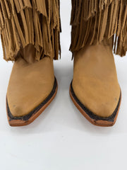 Liberty Black Leather Fringe Womens Boots - Tan Size 7 NEW
