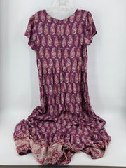 Natural Life Purple Feather Print Dress Size LG