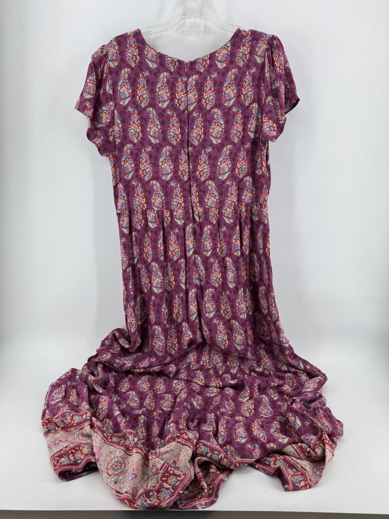 Natural Life Purple Feather Print Dress Size LG
