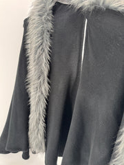 Odina Black Sleeveless Fur Lined Cardigan One Size