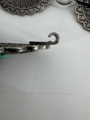 L&B Silver Scalloped Metal Belt with Turquoise Stones