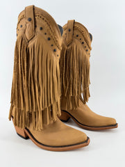 Liberty Black Leather Fringe Womens Boots - Tan Size 7 NEW