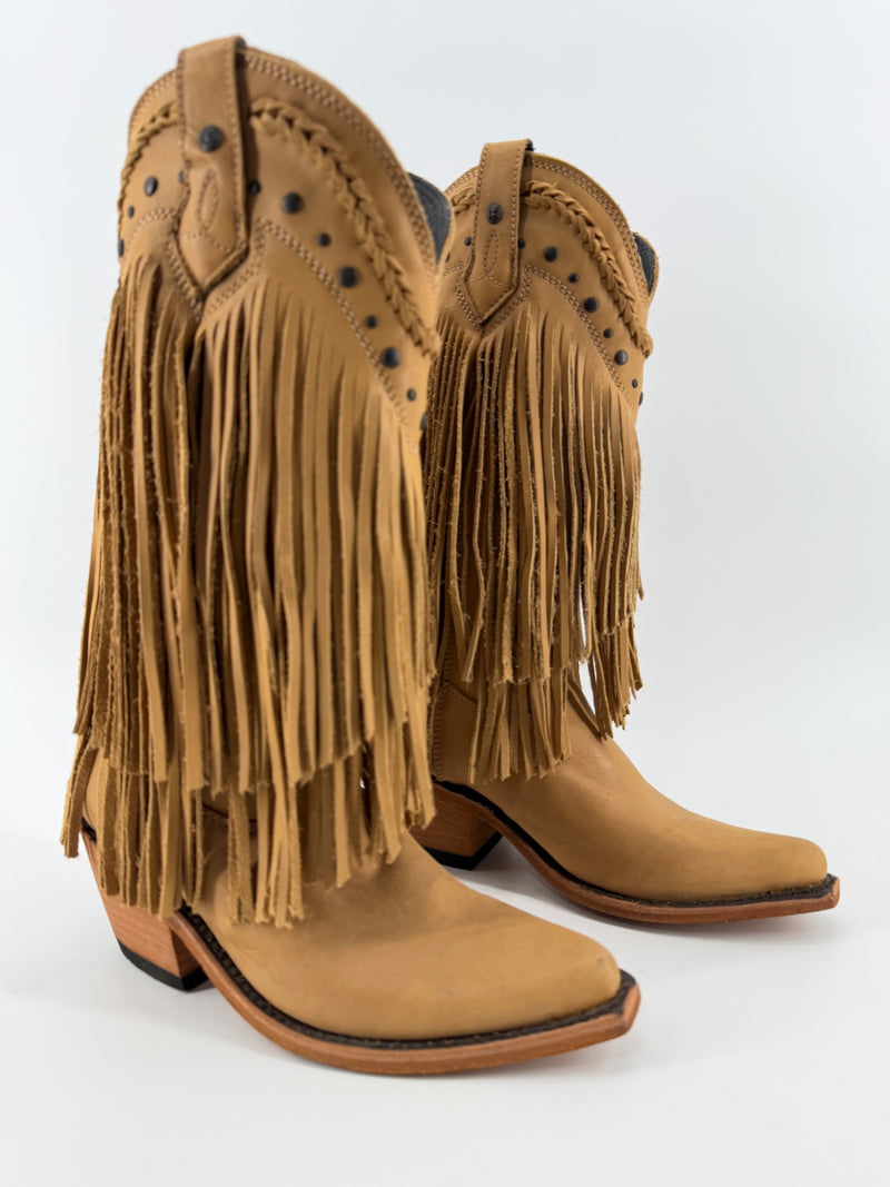 Liberty Black Leather Fringe Womens Boots - Tan Size 7 NEW