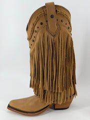 Liberty Black Leather Fringe Womens Boots - Tan Size 7 NEW
