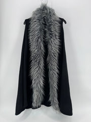 Odina Black Sleeveless Fur Lined Cardigan One Size