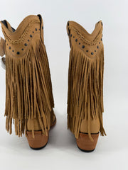 Liberty Black Leather Fringe Womens Boots - Tan Size 7 NEW