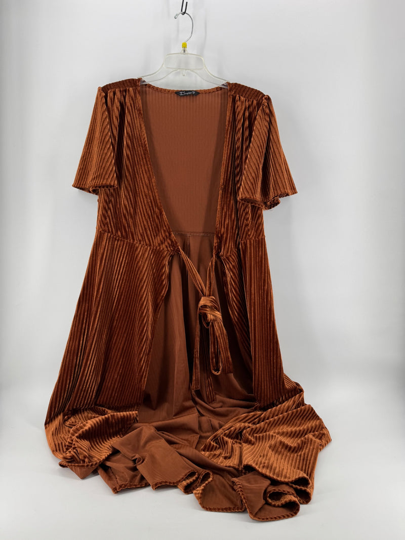 Simplee Rust Velvet Robe Size M
