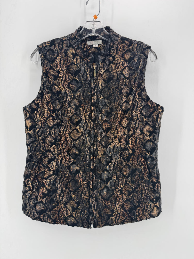 erin Black/Gold Leopard Print Vest Size SM