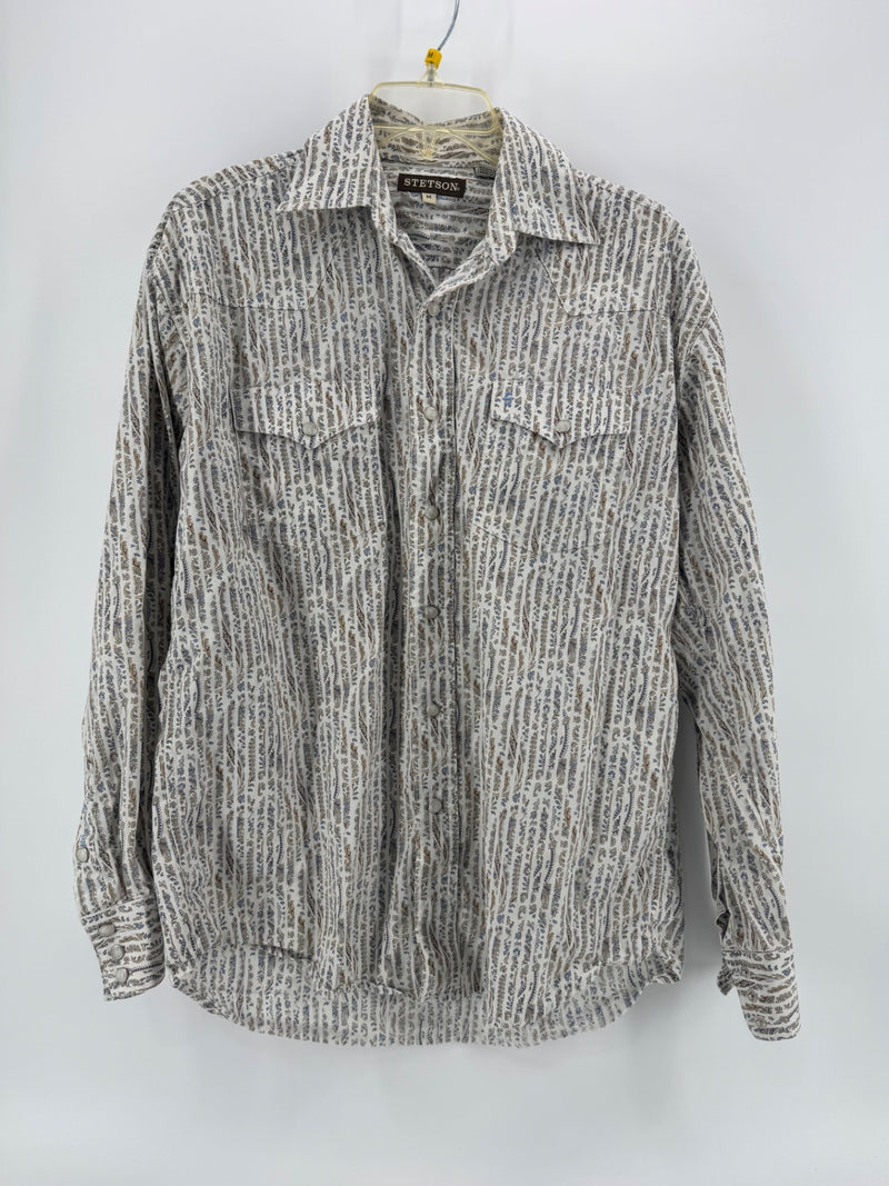 Stetson Striped Pattern Button Up Size M