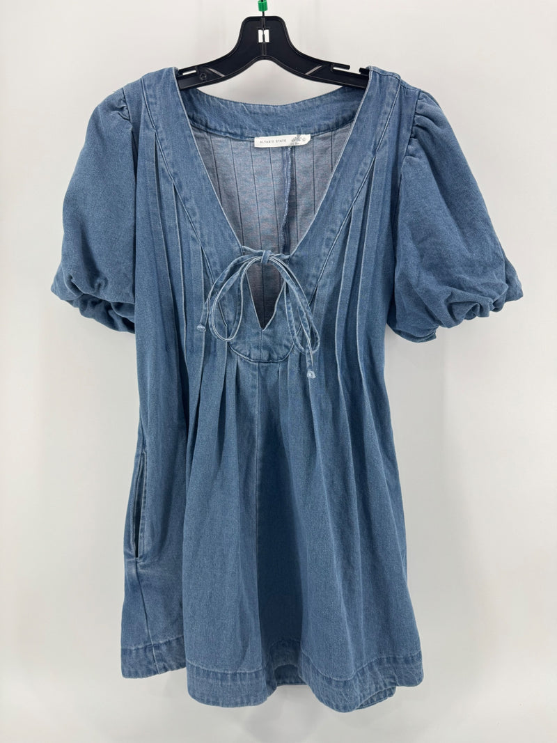Altard State Denim Puff Sleeve Dress Size Lg