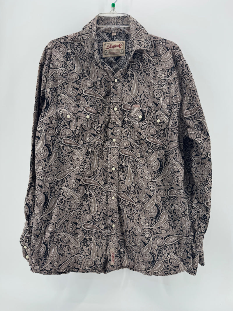 Rafter Black/Gray Button Up Size LG