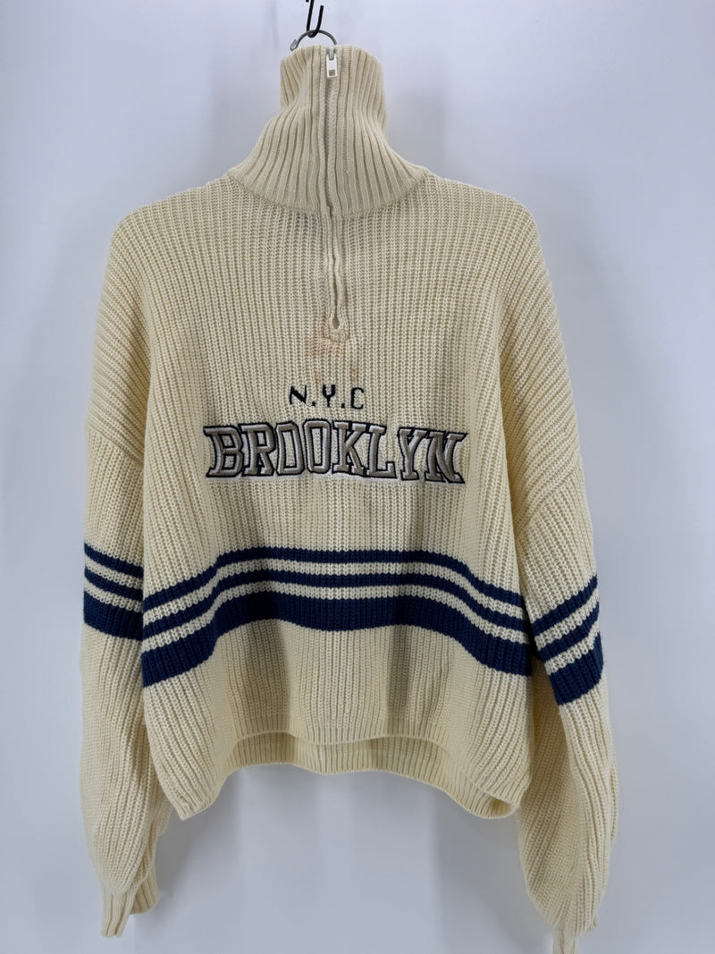 Missguided Cream NYC Brooklyn Sweater Size SM