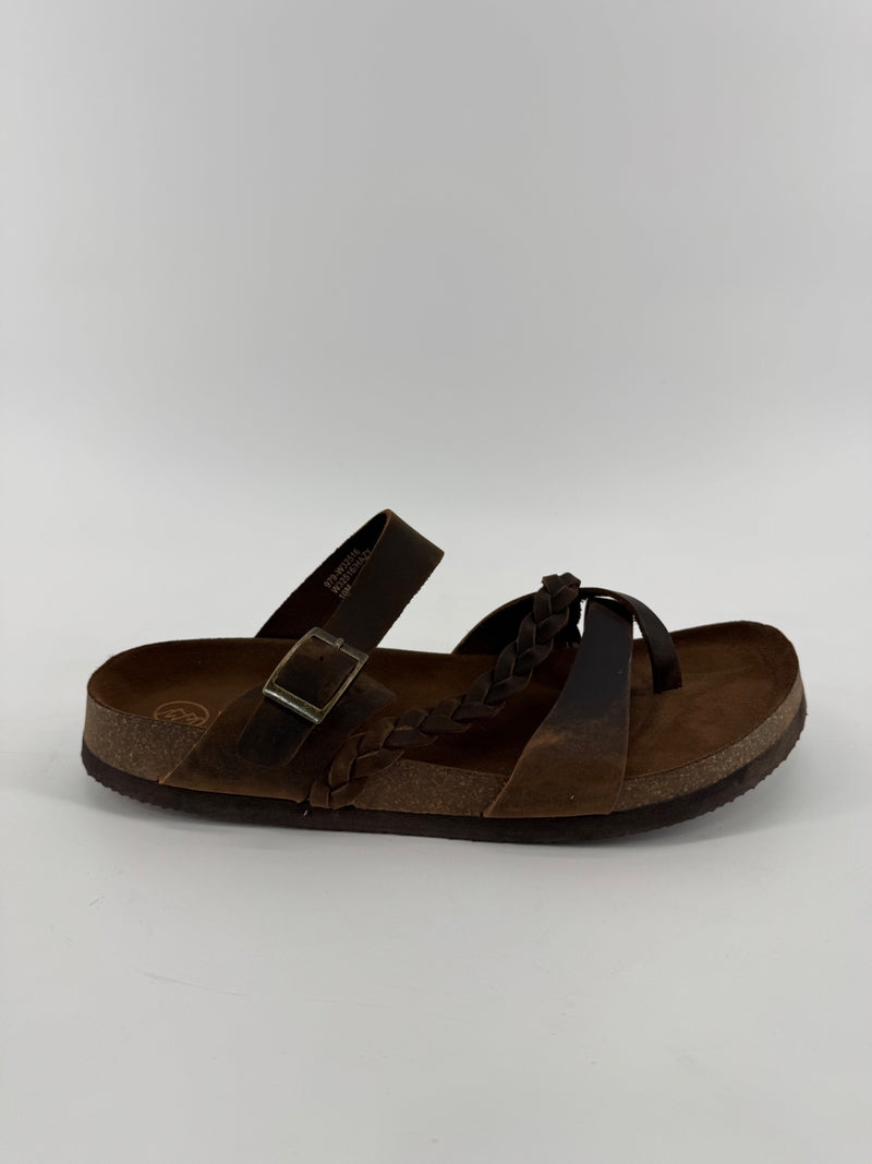 White Mountain Brown Leather Sandal