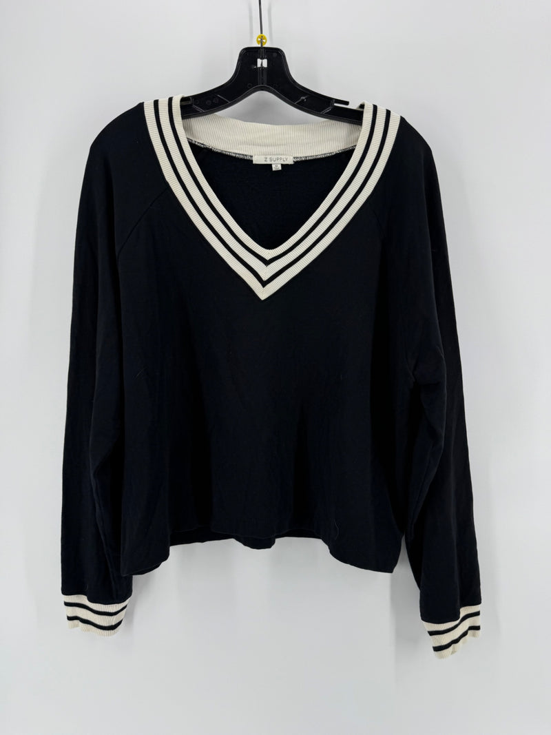Z Supply Black V Neck Top Size M