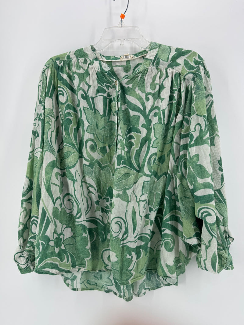 Pilcro Green Floral Top Size S