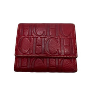 Carolina Herrera Trifold Leather Embossed Red Wallet