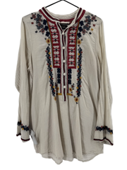 Biya Johnny Was Cream LS Embroidered Tunic Size Small