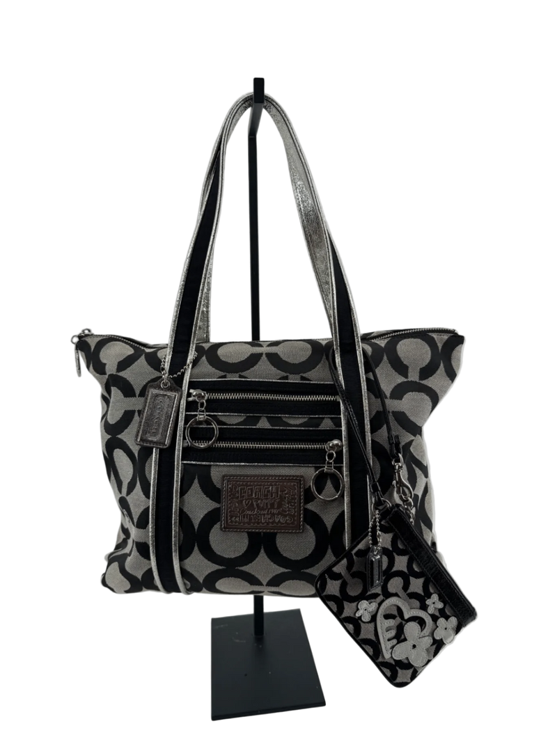 Coach Poppy Signature Glam Tote with Wristlet