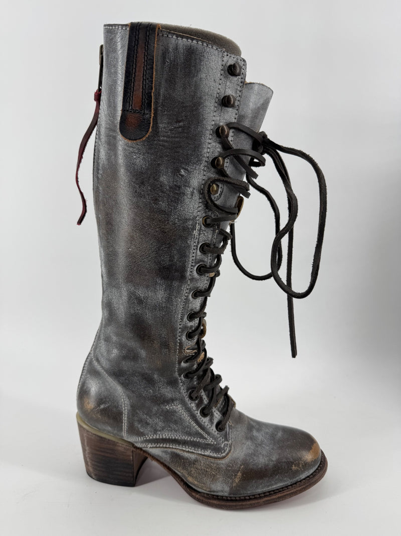 Freebird Gray Grany Knee High Boots Size 8