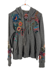Johnny Was Metallic Thermal Gray Hoodie