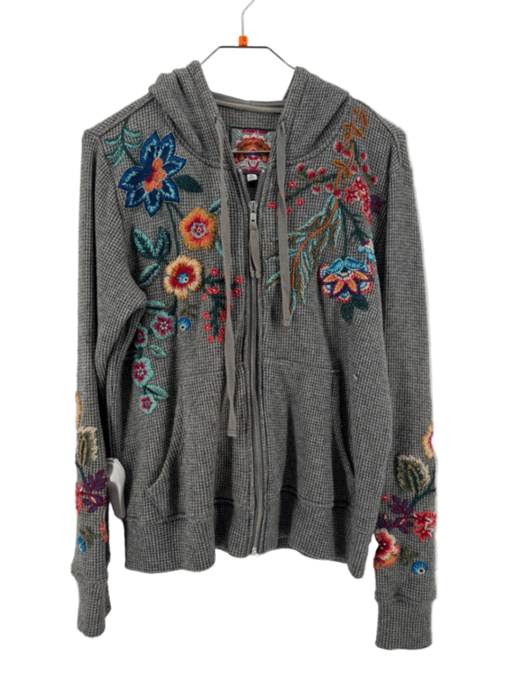 Johnny Was Metallic Thermal Gray Hoodie