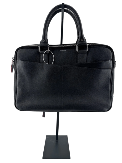 Cole Haan / American Airlines Black Pebble Leather Messenger Bag New