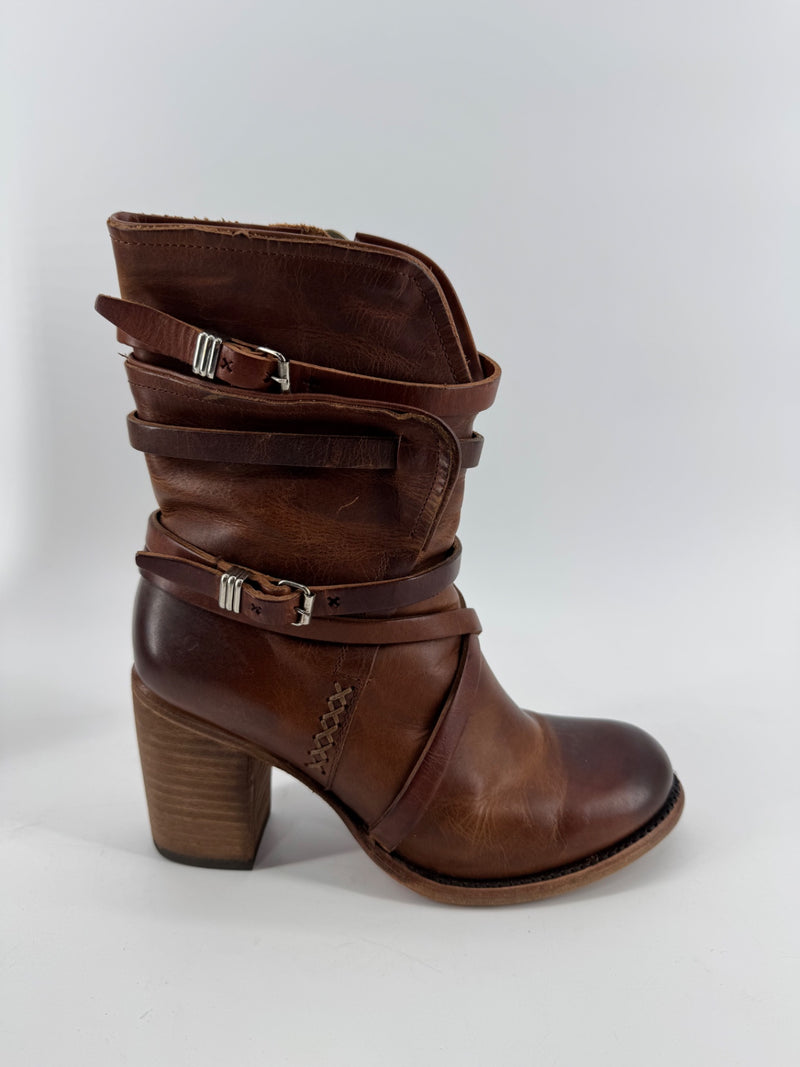 Freebird Light Brown Baker Heel Boots Size 8