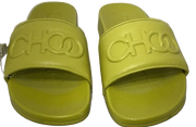Jimmy Choo Azari Pool Slides US 8.5 (39) Citron Sandals Flats Logo