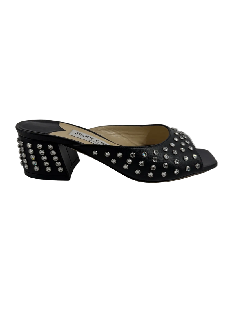 Jimmy Choo Jynx 45 Crystal Leather Mules Size 36