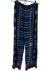Johnny Was NAVY Linen Embroidered Pants Medium
