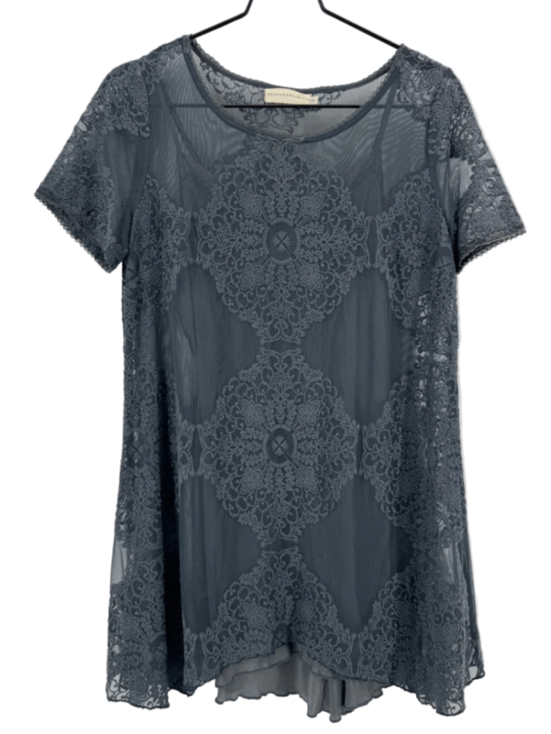 4 Love And Liberty Navy Lace Embroidered Dress+Slip