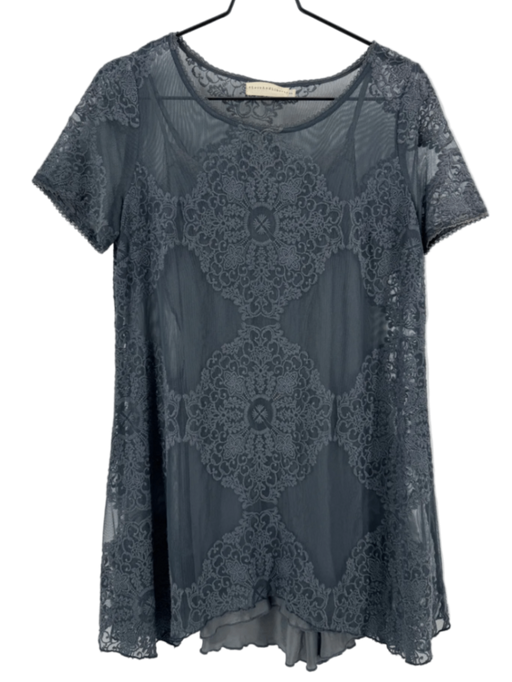 4 Love And Liberty Navy Lace Embroidered Dress+Slip