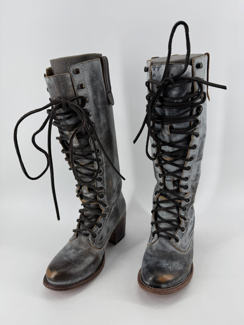 Freebird Gray Grany Knee High Boots Size 8