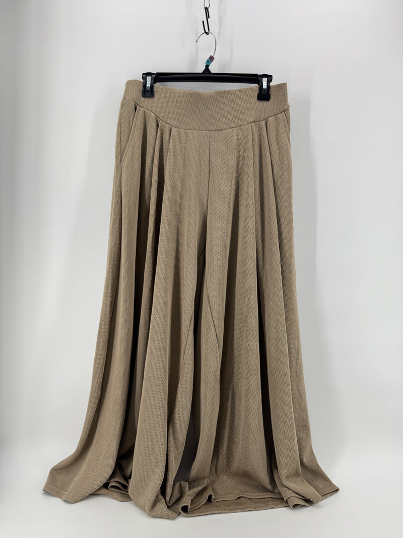 Tamsy Tan Stretchy Wide Leg Pants One Size