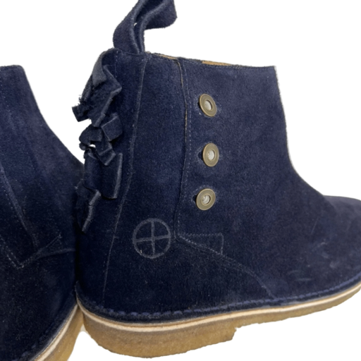 Heirloom NYC Men’s Navy Suede Ankle Boots Size 12 Crepe Sole Fringe Detail