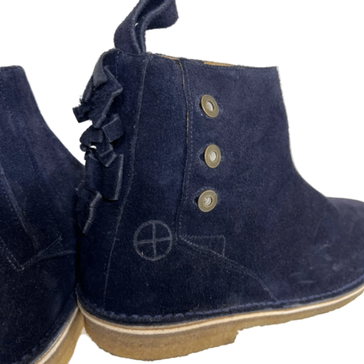 Heirloom NYC Men’s Navy Suede Boots Size 11 Crepe Sole Fringe Detail